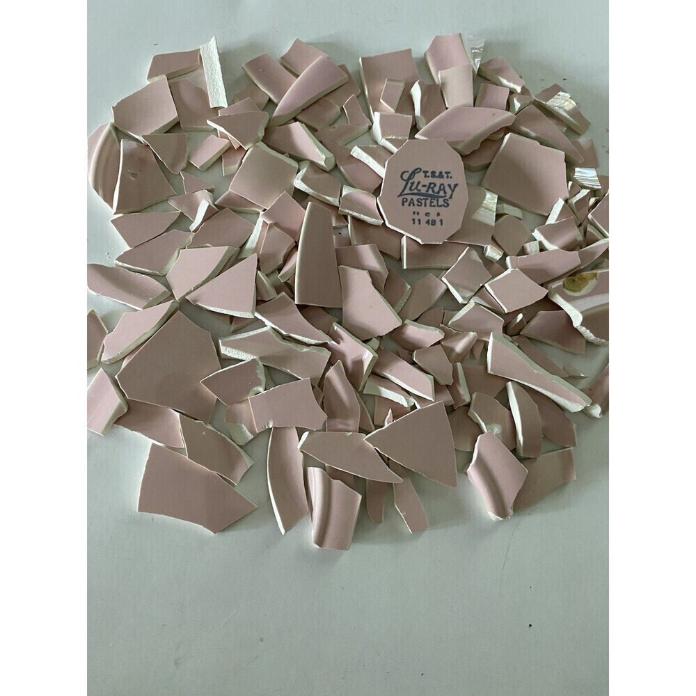 Broken  China Mosaic Tile Arts and Craft Supplies Pastel Luray Pink +100 Pc.